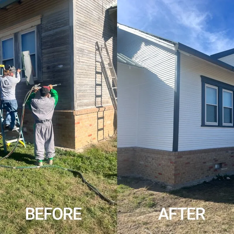 before and after angelo abrasive blasting house external stripping