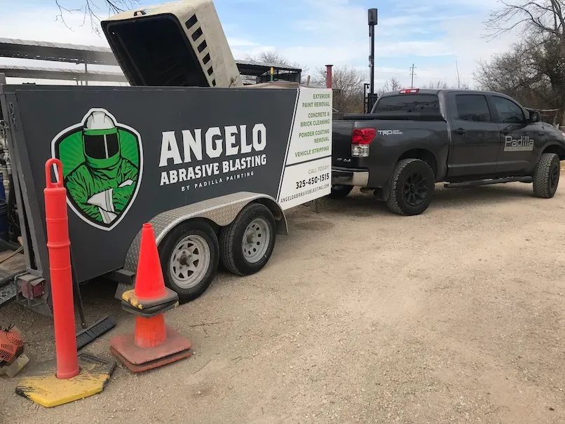 our Angelo Abrasive trailer on the job site