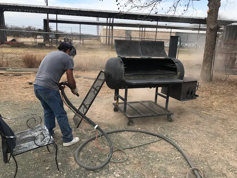 sandblasting a smoker